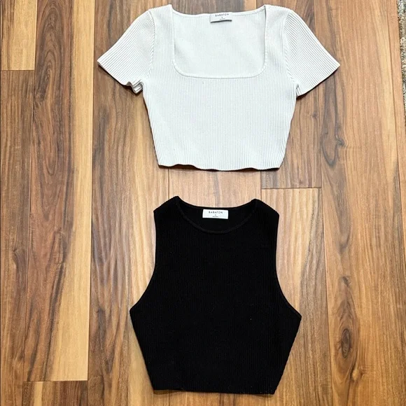White and Black Ribbed Crop Tops(2 for 1 price) - Picture 1 of 2